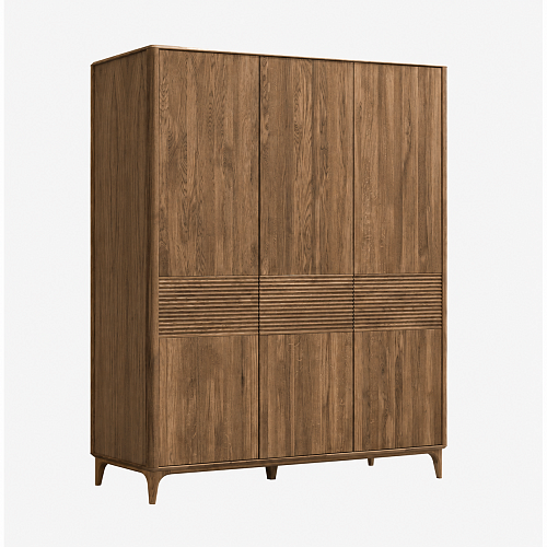 картинка Шкаф Канберра 175,4х60х210 см, 3 двери, массив дуба тон терра (масло) от производителя дизайнерской мебели Deephouse